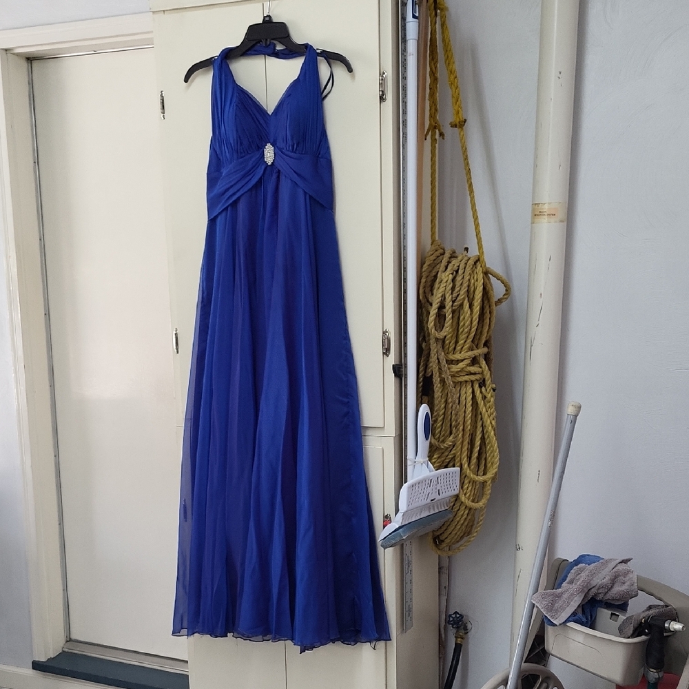 Elegant Blue Halter Dress